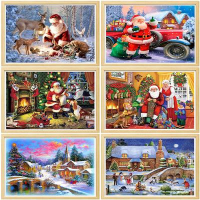 5D Doe-het-zelf Diamantschilderij Volledig Rond Santa Diamant Mozaïek Kerst Winter Diamant Borduurwerk Kruissteek Huis Decoratie