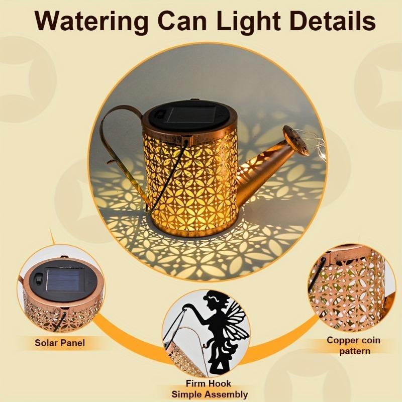 Solarbetriebene Lichterkette für Gießkannen im Vintage-Stil aus Metall, ideal für Garten und Terrasse, Weihnachtsdekoration, wasserdicht, zum Aufhängen, für Villa und Hof