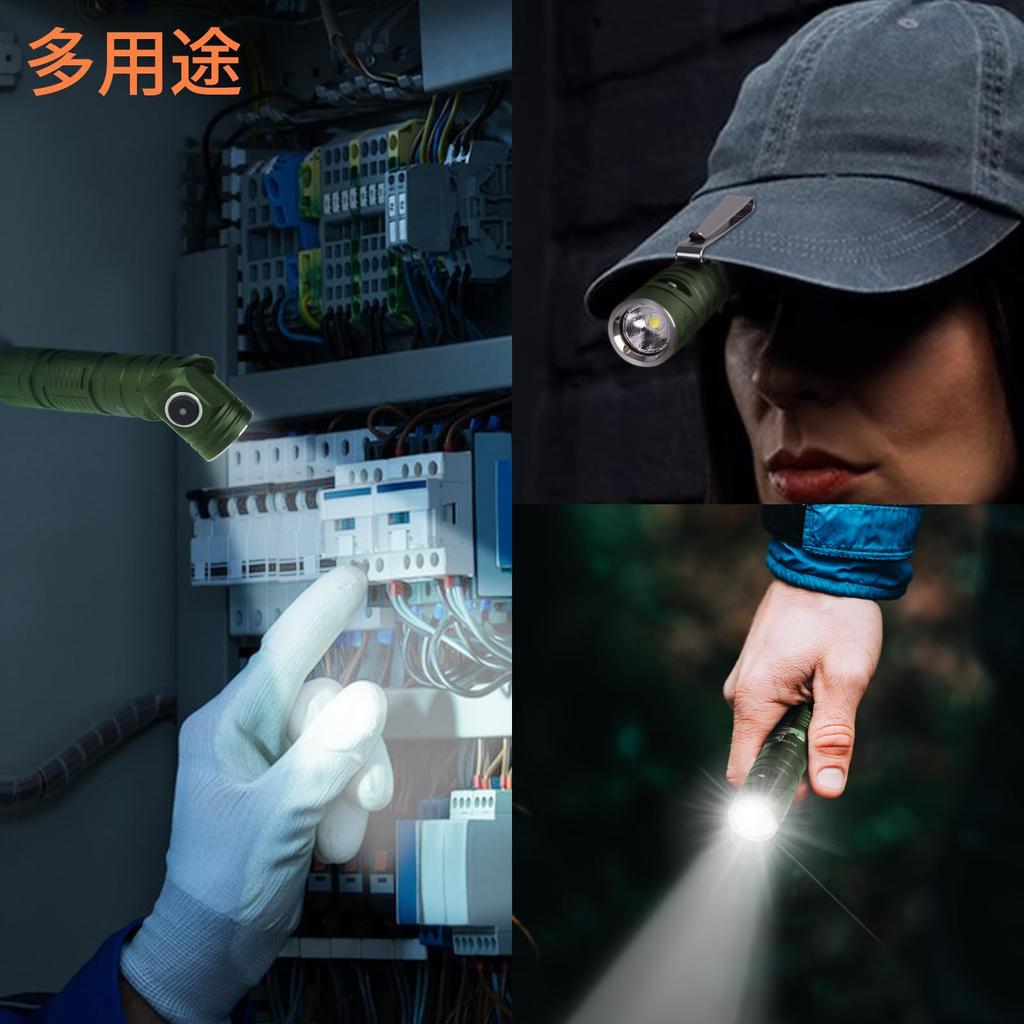 JeckLamp LED 1200 6 Magnetic for Emergency Preparedness and Outdoor Use Light, Lumens, 90-Degree Rotation, Modes, Clip, Type-C Rechargeable, (Green)