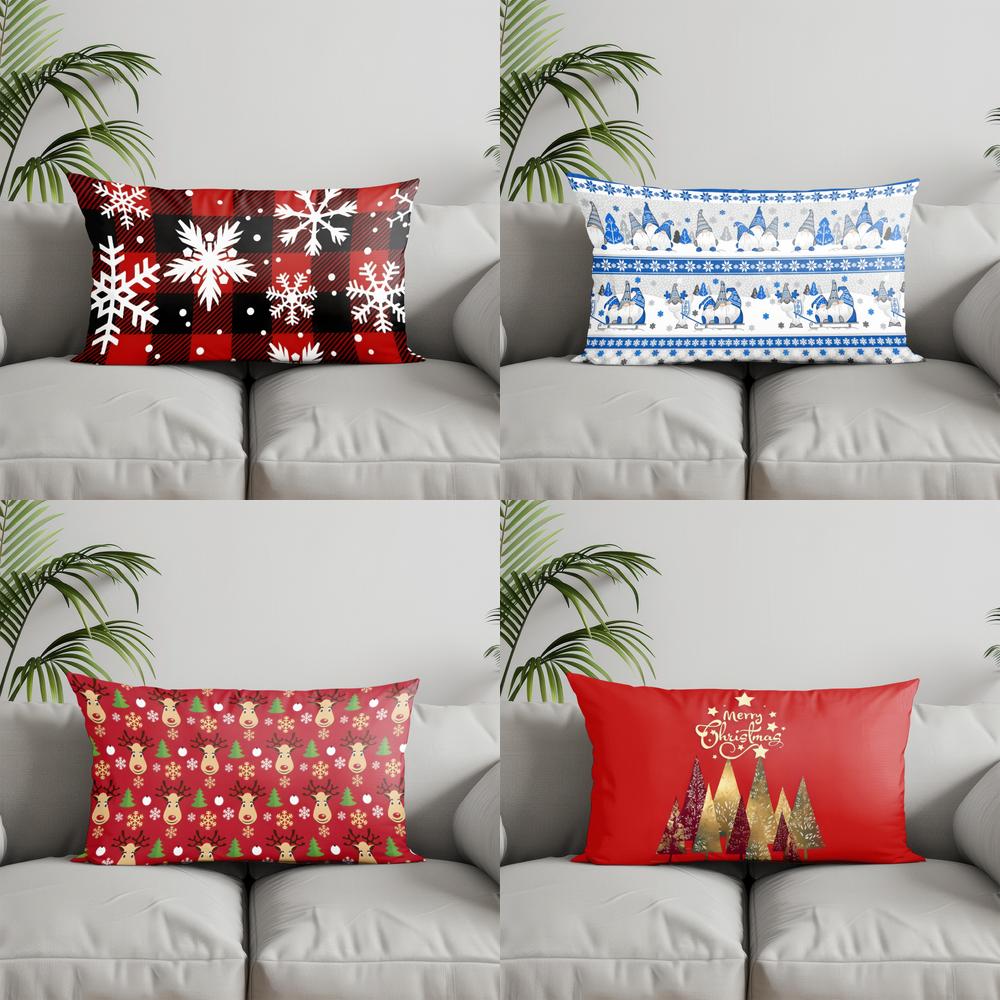 Home Decor Deer & Trees Christmas Pillow Suitable For Sofa Bedroom Car Pillow Cover Cushion Rectangular Back Cushion