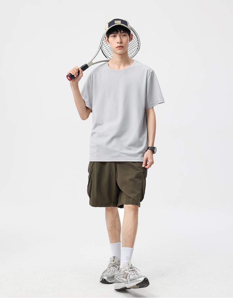 5A antibacterial and moisture absorbing quick drying outdoor sports thin round neck printed casual men's short sleeved T-shirt