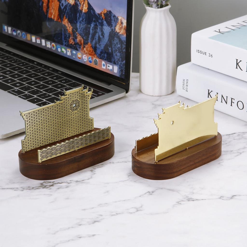 Dřevěný držák na vizitky Kovový organizér Stojan na vystavení na kancelářský stůl Příslušenství na pult s poznámkami Stolní držák na karty Úložný prostor