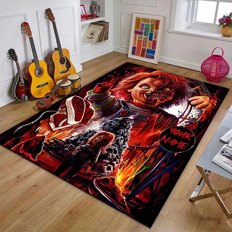 Custom Chucky Mat Personalized Name, Polyester Washable Indoor Entryway Rug, Gift for Christmas, Easter, Thanksgiving Day