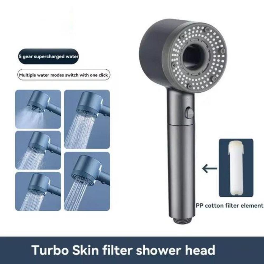 

5 режимов Бустерная душевая лейка Высоконапорная душевая лейка Портативный фильтр Дождевой кран Смеситель Ванная комната Ванна Дом Аксессуары для ванной комнаты серый