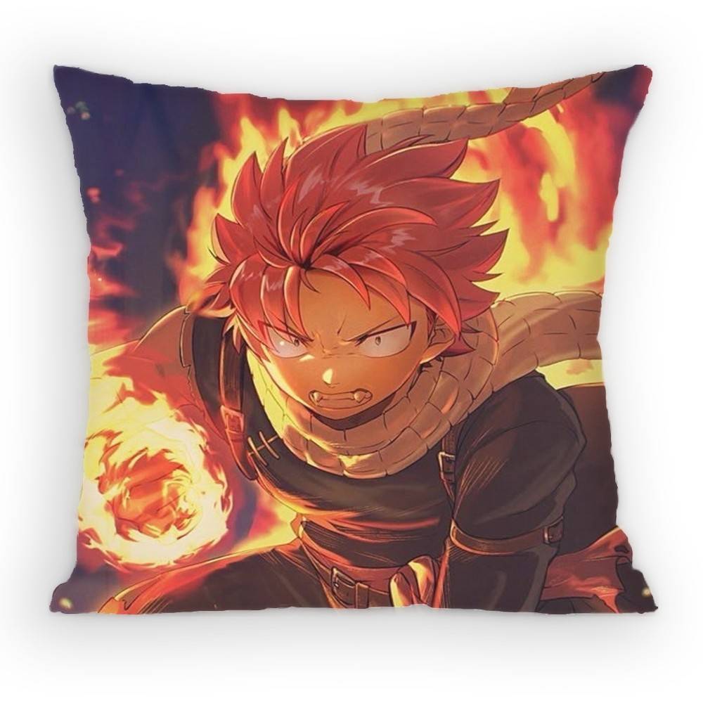 FAIRY TAIL Natsu Pillow Case Antidustmite Pillowcase Invisible zipper silky short plush Sofa cushion cover