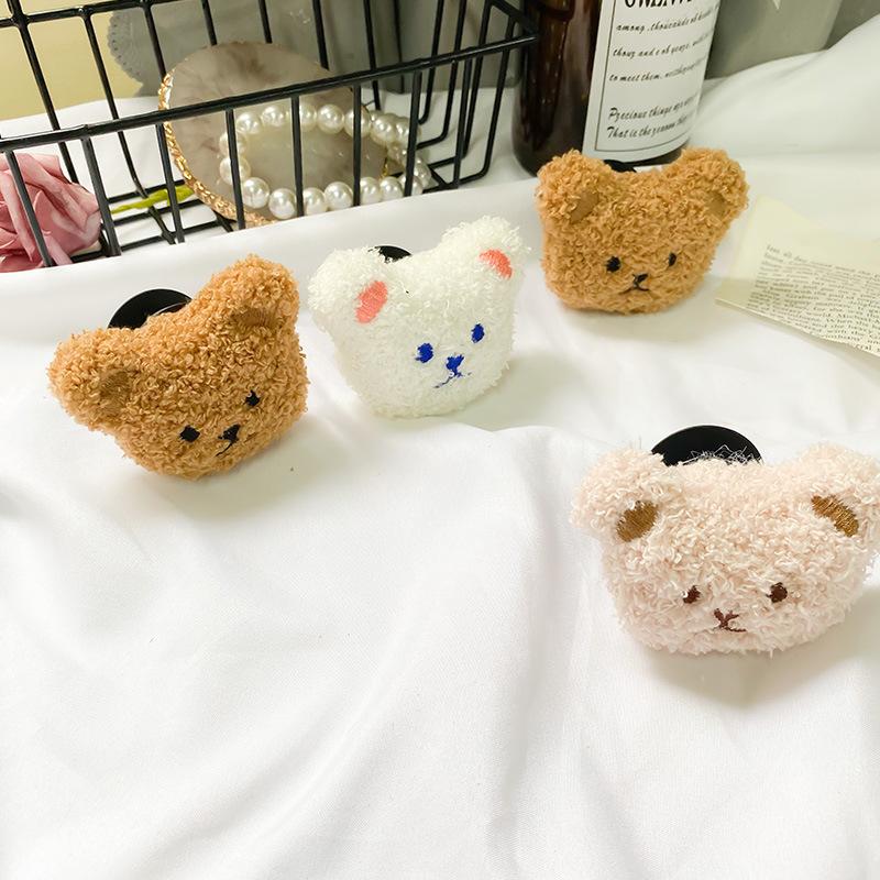 Cute Bear Mobile Phone Airbag Holder Cartoon Plush Creative Desktop Lazy Paste Retractable