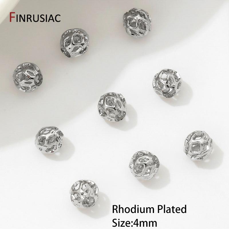 

18K Gold Plated Brass Beads For Bracelets, 4/6/8mm Round Hollow Spacer Beads,Separators For Beads,DIY Jewelry Making Accessories 10 pieces