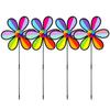 Garden Windmill Set Of 4 Petal Shape Colorful Yard Pinwheels Weather-Resistant Outdoor Decorations For Patio Lawn Terrace Porch
