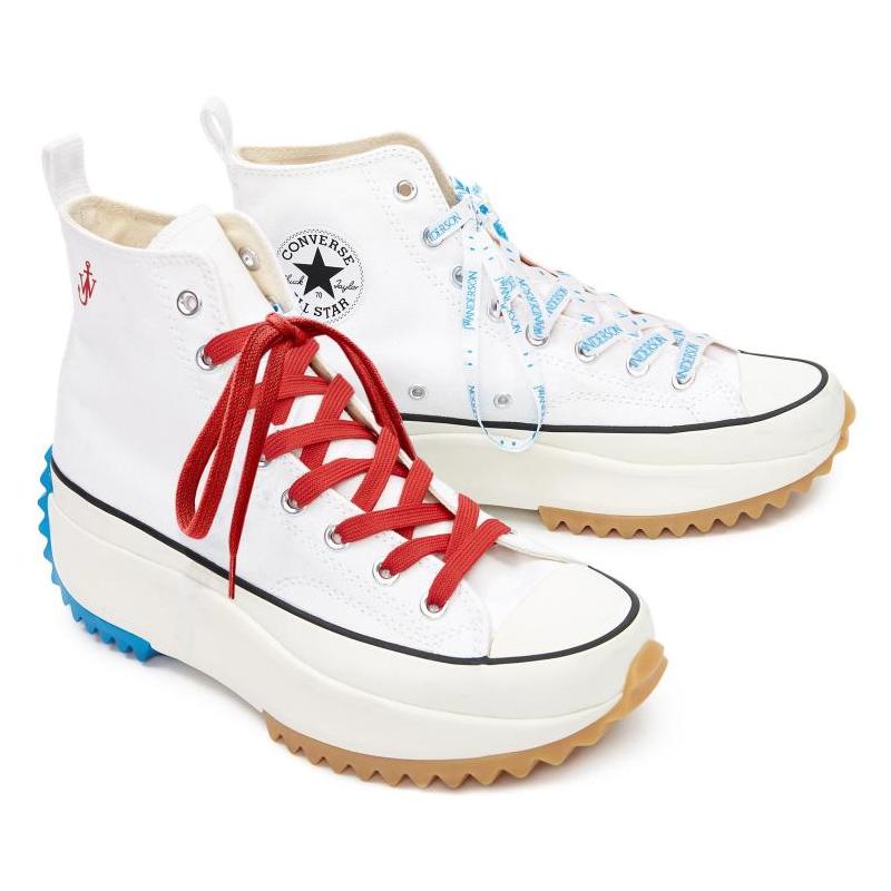 Converse Run Star Hike Comfortable and Versatile High-Top Canvas Shoes Unisex White Red Blue