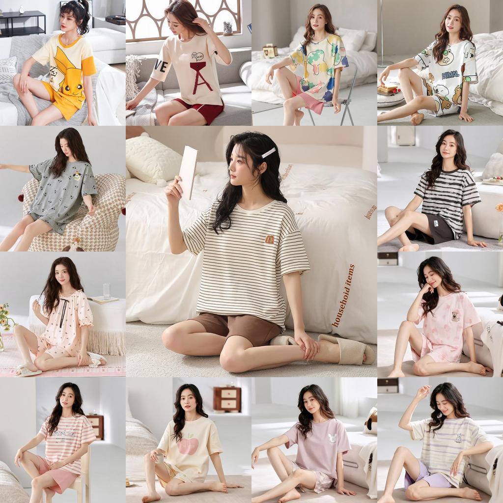 Casual Cotton Shorts And Shirt Set For Women Summer Lounge Sleepwear Comfortable And Breathable