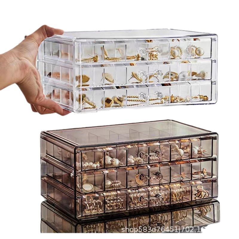 Transparent Multi-layer Jewelry Storage Box with Large Capacity for Rings, Earrings, and Necklaces