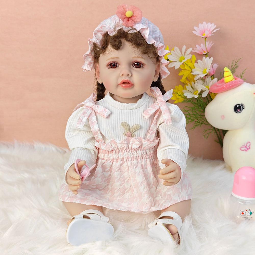 

Мягкая эмаль может ущипнуть 55 см кукла реборн моделирование кукла девочка милая девушка с большими глазами вьющиеся волосы платье принцессы с распущенными волосами кукла игрушка подарок на день рождения