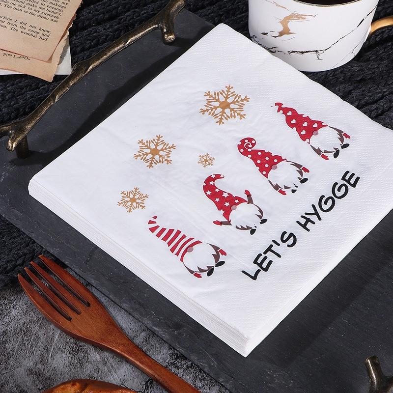 20Pcs/pack Christmas Series Printed Paper Disposable Table Dinner Napkin Tissues Xmas Party Decoration