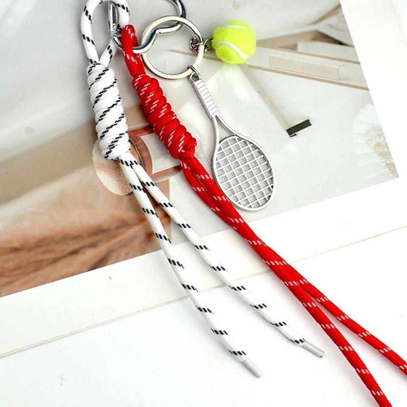 Elegant Color Panel Tennis Keychain Charm For Bags Access Modern Couple Gift Permanent Mixture Rope Thin Addition