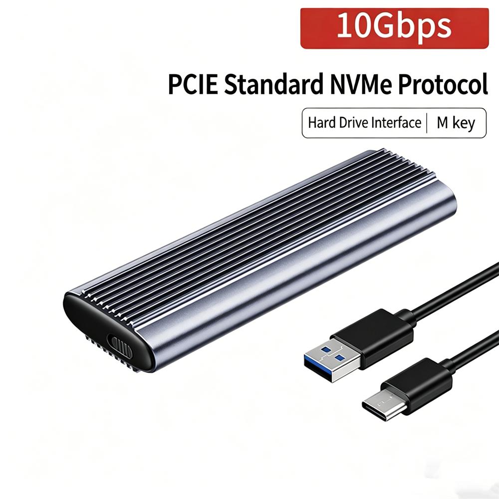 M.2 SSD Enclosure NVMe SATA Aluminum Alloy Dual Protocol M2 SSD Case 10Gbps USB 3.1 SSD Box Tool Free Laptop Computer
