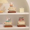 Rotating Wooden Perpetual Calendar Ornament for Desk and Home Decor