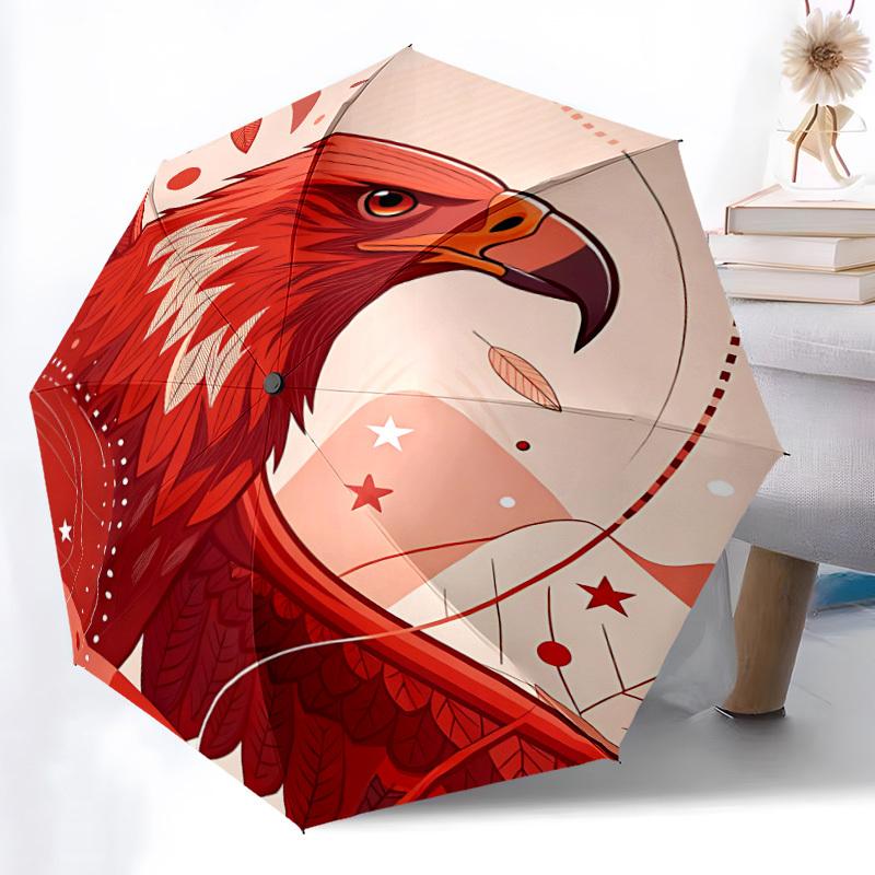 1pc Eagle Feather Fashionable Automatic Opening/Closing Folding Umbrella with 8 Bones, Windproof Portable, Daily Use161