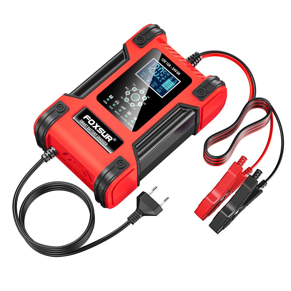 12A 7-Stage AGM & Lithium-Iron Battery Charger for 12V/24V Motorcycles & Cars