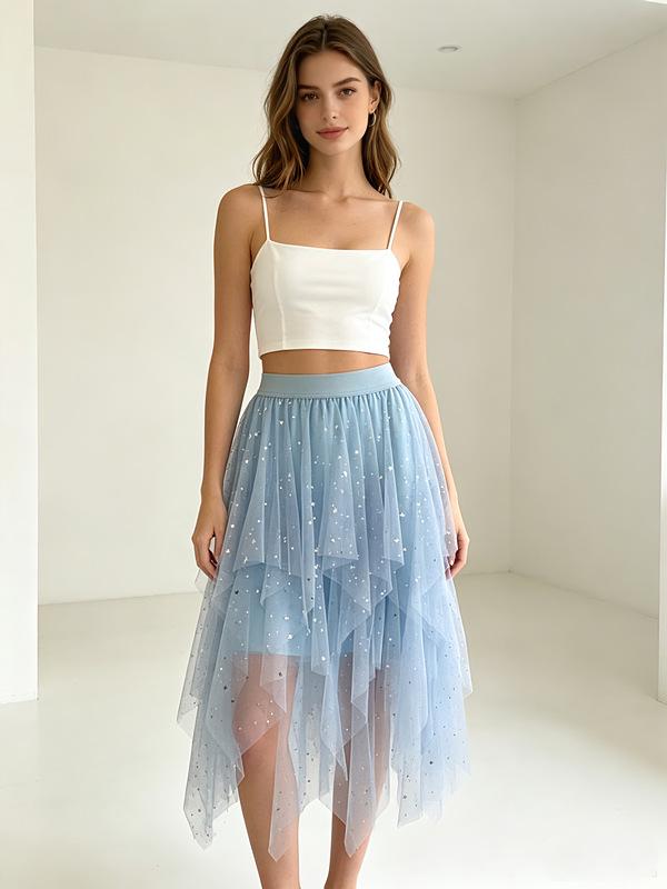 2023 Trendy High-Waisted Irregular Fairy Mesh Skirt - Korean Spring Style