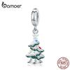 Bamoer 925 Sterling Silver Red Enamel Santa Claus Bead, Cute Snowman Charm Christmas Tree Pendant, Best Christmas Gift for Family