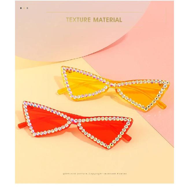 Vintage Cute Cat Eye Diamond Sunglasses Personality Candy Color Women Sun Glasses UV400