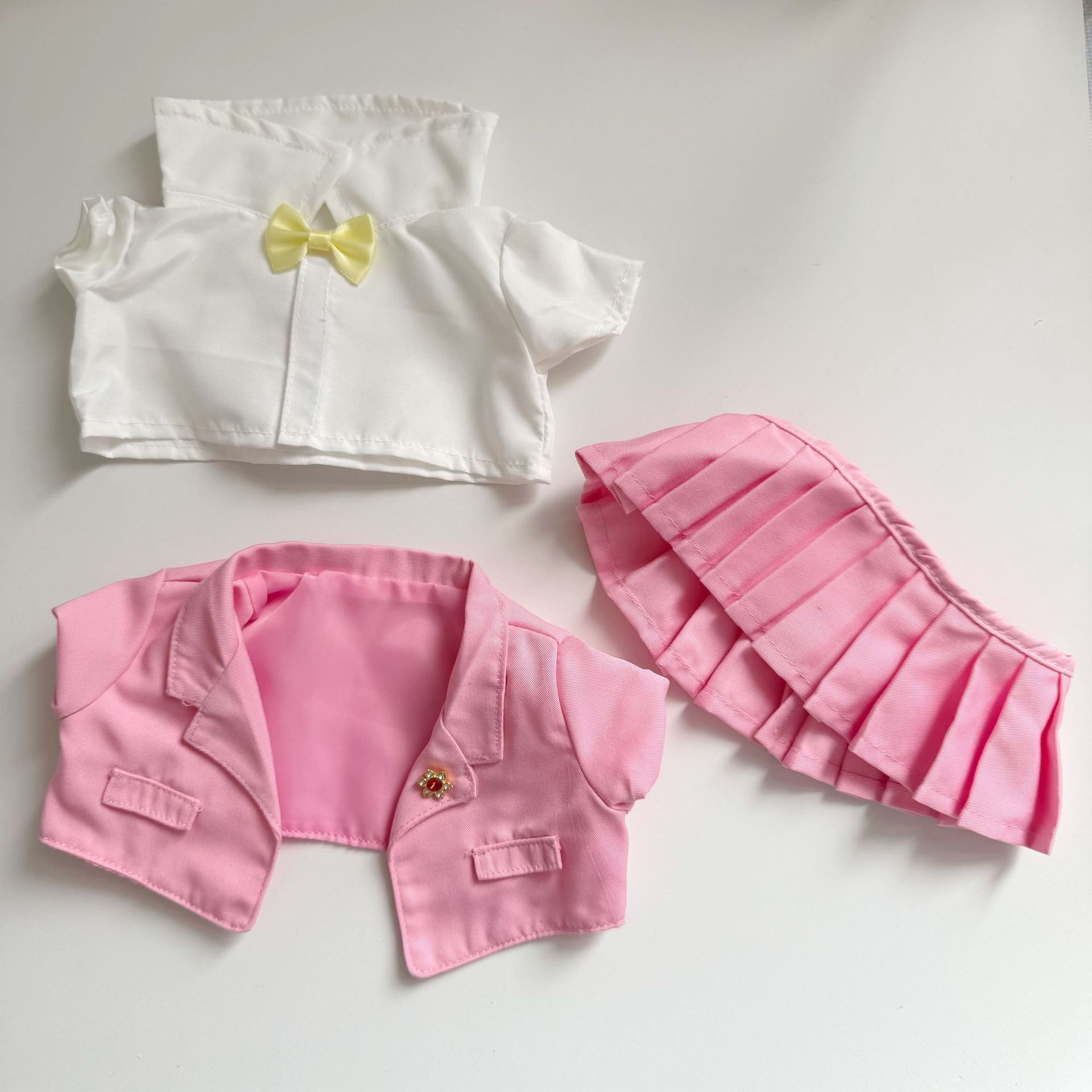[Cloth Only] 38CM Doll Clothes  Pink Suit Uniform Set for Cartoon Toy JK Student Skirt Exquisite Accessories розовый