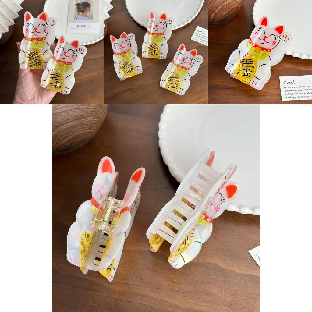 Stunning 10cm Lucky Cat Hair Claw Clip With Gorgeous Rhinestone Accents Ideal For Fashion-forward Women