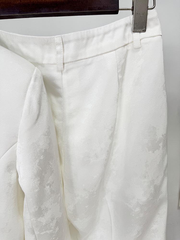 In Stock: 2025 European & American Celebrity Fashion Elegant Jacquard Double-Breasted Suit Jacket Set