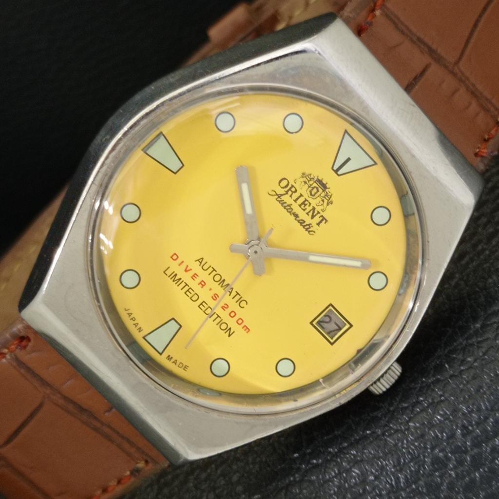 

ВИНТАЖНЫЕ МУЖСКИЕ ЧАСЫ ORIENT AUTOMATIC 46941 JAPAN С ЖЕЛТЫМ ЦИФЕРБЛАТОМ a701846-5 R207-a701846