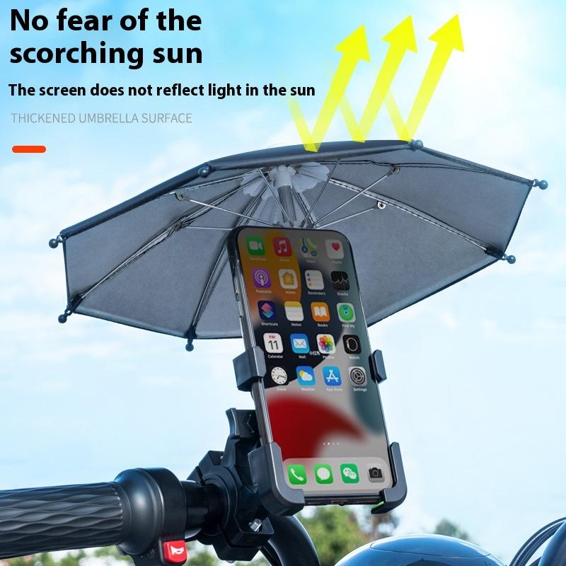 Motorcycle Mobile Phone Holder Stand & Umbrella Rainproof Sunshade Bicycle Outdoor Scooter Phone Clip Handlebar Mount
