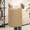 Large Storage Basket with a Sturdy Woven Spherical Lid And Beige/Brown Fibers - Heavy-Duty Storage Basket Suitable for Blankets, Laundry, Yoga Mats
