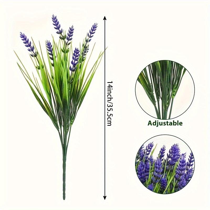 12 Bundles of UV Resistant Artificial Lavender Plants with Monkey Grass - Art Deco Style Fake Flowers for Outdoor Home Garden Decor