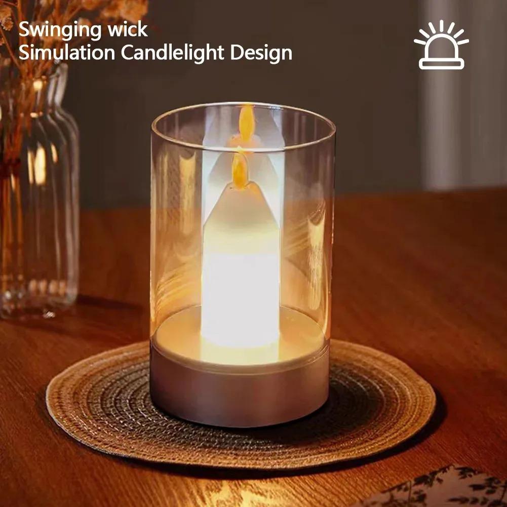 Sensor LED Candle with Rechargeable Night Light Flameless Wick Light Birthday Wedding Church Atmosphere Manual Mood Sensor Lamp