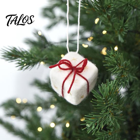 Soft Woolen Decorations for Kids Christmas Felt Ornament, Handmade Wool Santa Candy Cane House Cozy Winter Atmosphere Accents Snowman Hanging Holiday