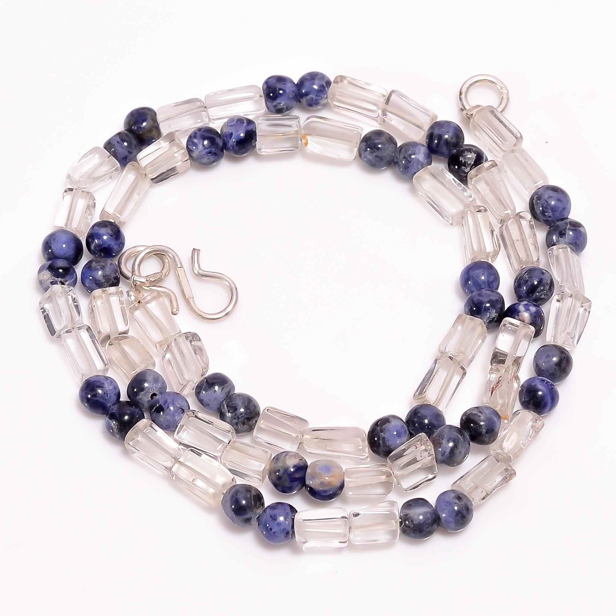 

AAA+ 100% Natural Crystal Sodalite Mix Shape Smooth Beads Necklace 5-9 mm 17.5 UB-8489