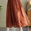 High Waist Polka Dot Literary Ramie Midi Skirt Women's Spring Summer Design Versatile
