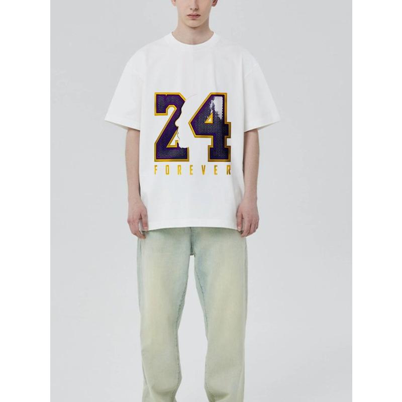 Black T Shirt with 24 Forever Graphic and Silhouette Design for Casual Wear