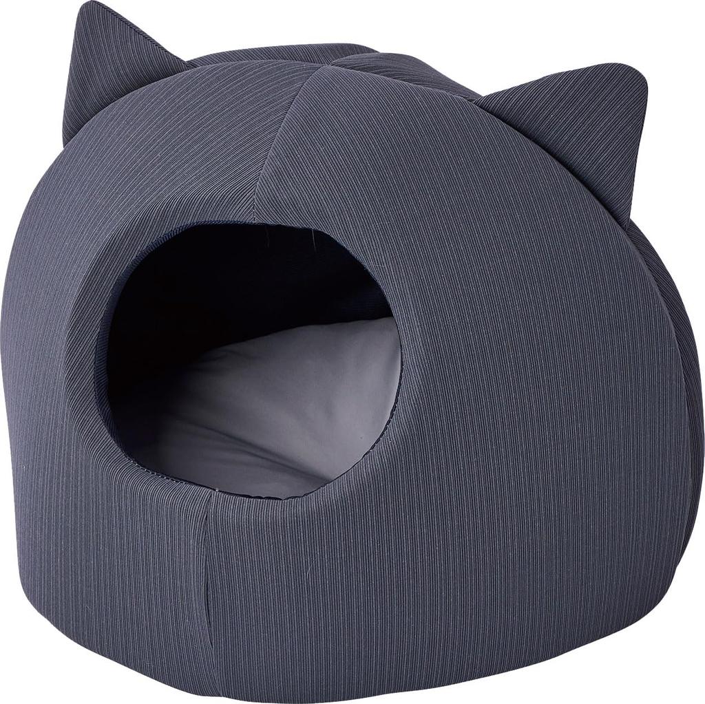Petio Cat Cool and Relaxing Bed with Cushion and Cat Ear Charcoal Bed, Dome, HNA,