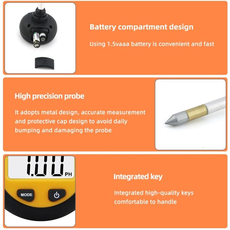Professional Soil Meter With Long Metal Probes Garden Soil Tester For Deep Testing In Agriculture And Greenhouses Use