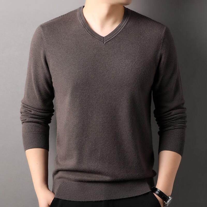 Hengyuanxiang Men s 100% Pure Wool V-Neck Sweater L