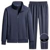 İlkbahar Sonbahar Saf Pamuk Yaka Açık Spor Takım Seti İnce Günlük Egzersiz Erkek Sweatshirt Ceket Ve Pantolon Takımı İki Parça Set