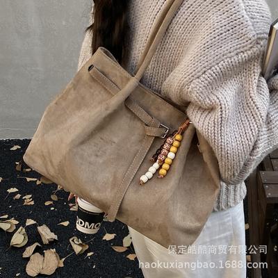 Large Capacity Suede Bag Women's Autumn and Winter 2025 New Versatile Casual Shoulder Bag Student Class Tote Bag
