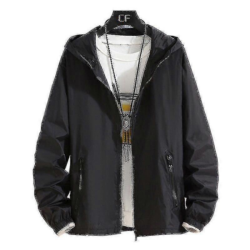 7xl 6xl Plus Size Mens Quick Dry Skin Jackets Coat Sunscreen Waterproof Mens Thin Army Outwear Ultra-light Windbreake Jacket-5XL-COLOR black