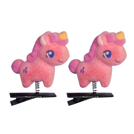 

Шпильки для волосся для дівчинки, оксамитові, з малюнком мультяшного коня, металеві затискачі, яскравих кольорів, декоративні, для святкової вечірки, аксесуари для волосся 2pcs
