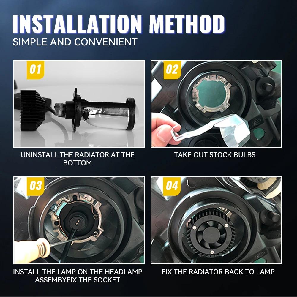 Y6 H4 LED Projektor Reflektorów Projektor Obiektyw Mini H4 LED Obiektywy z Wentylatorem Chłodzącym Chip Wysokie Światła Mijania 90 W Bi LED Obiektyw 12 V