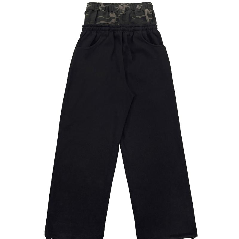 European and American Autumn and Winter Retro Street Embroidery Double Waisted Design Sense Fake Two Loose Casual Sports Pants