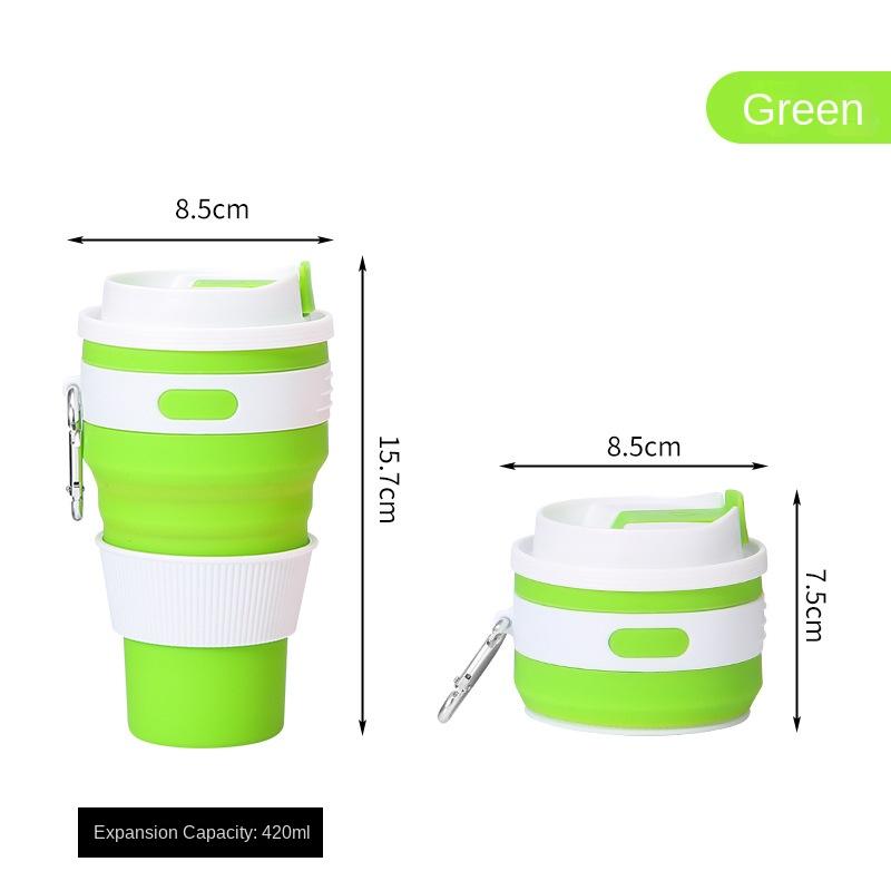Outdoor Activity Foldable Lightweight to Carry Silicone Coffee Cup Drop-Resistant Food Grade Environmental Protection Drink Cup Lidded Silicone Wat