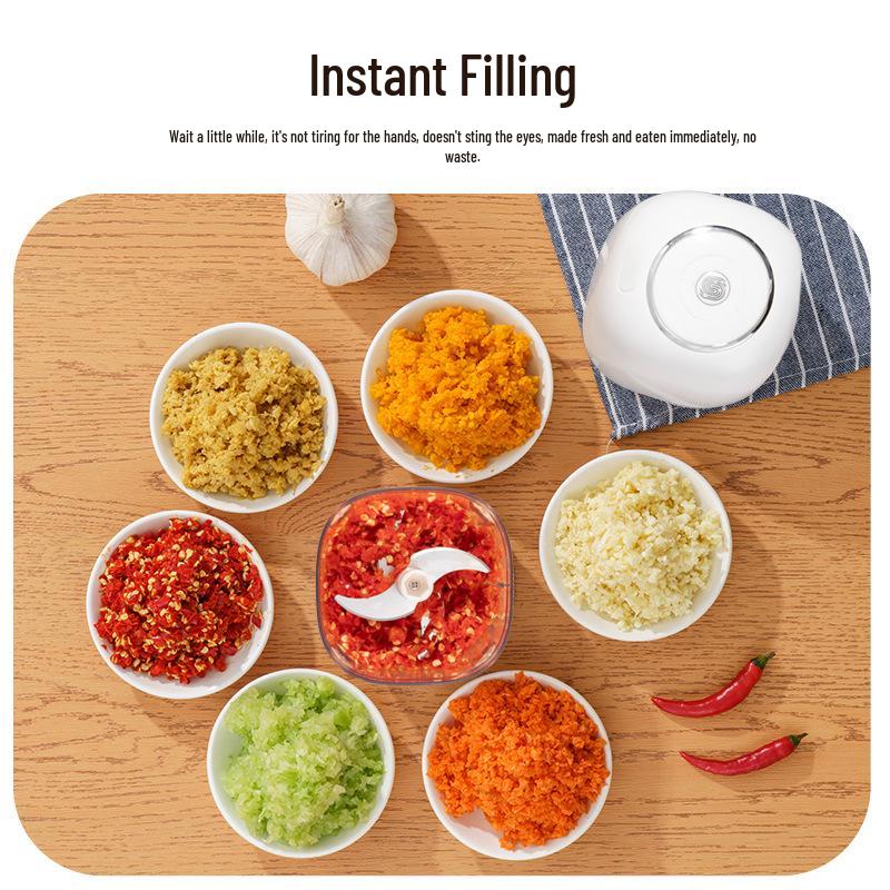 Automatic Garlic Press & Masher: Electric Mince, Paste & Meat Grinder with Chili Pull Feature