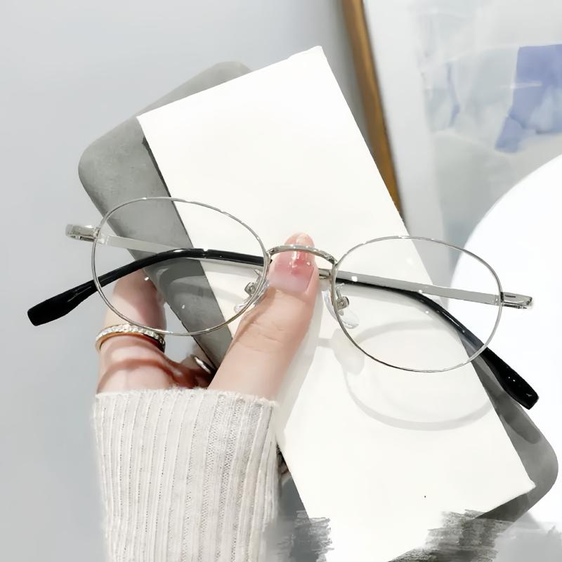 Vintage Anti-Blue Light Glasses Women's Oval Metal Frame Brand Designer Fashion Y2K Woman Metal Optical Frames Computer Glasses