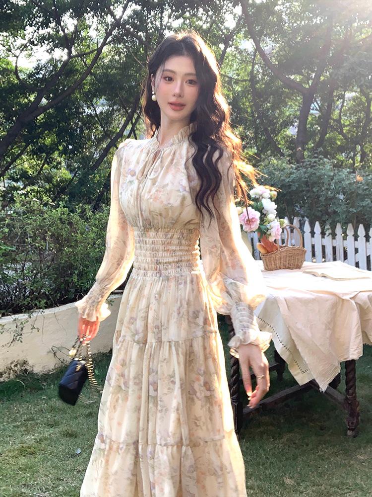 Dreizehnte Linie Blumen Chiffon Teelänge Kleid